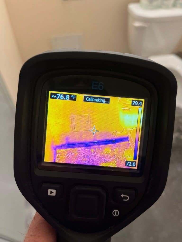 Thermal imaging camera used to inspect an interior surface